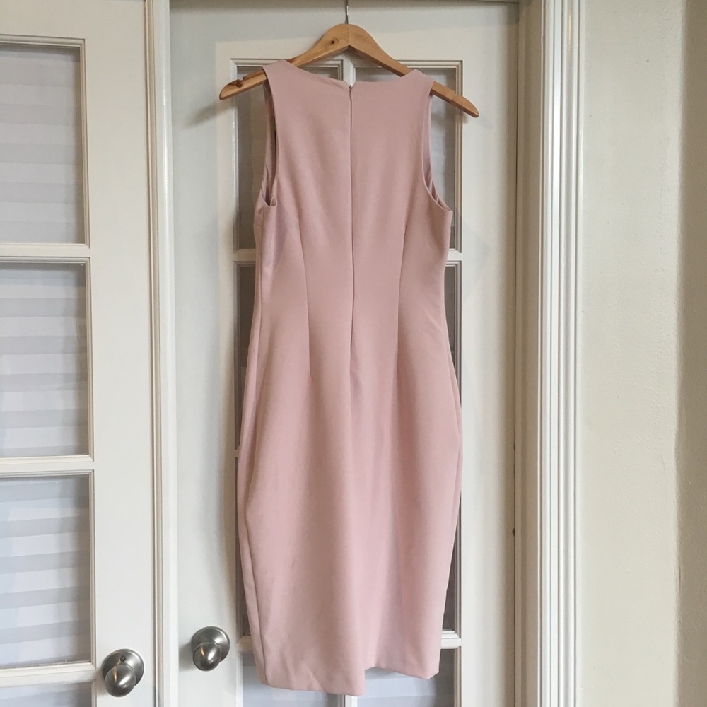 Rose Pink Pencil Dress with Criss-Cross Details - Picture 2 of 6